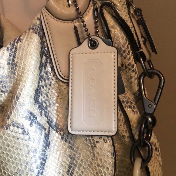 Large Coach embossed python handbag - Picture 2 of 7